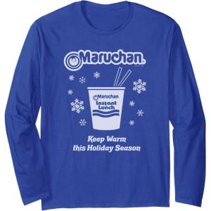 image:imageMaruchan Christmas Instant Lunch Keep Warm Holiday Season Long Sleeve TShirtRoyal Blue