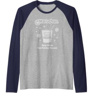 image:imageMaruchan Christmas Instant Lunch Keep Warm Holiday Season Raglan Baseball TeeNavy BlueAthletic Heather