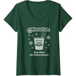 image:imageMaruchan Christmas Instant Lunch Keep Warm Holiday Season VNeck TShirtDark Green