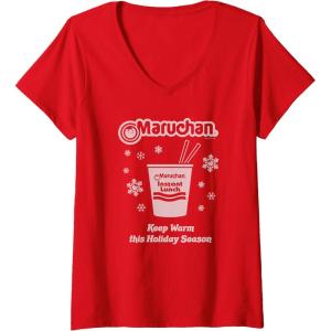 image:imageMaruchan Christmas Instant Lunch Keep Warm Holiday Season VNeck TShirtRed