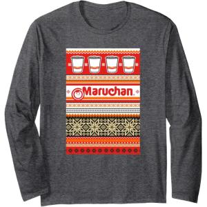 image:imageMaruchan Christmas Instant Lunch Ugly Sweater Style Long Sleeve TShirtDark Heather Grey