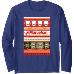 image:imageMaruchan Christmas Instant Lunch Ugly Sweater Style Long Sleeve TShirtNavy Blue