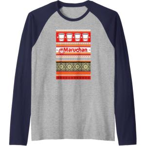 image:imageMaruchan Christmas Instant Lunch Ugly Sweater Style Raglan Baseball TeeNavy BlueAthletic Heather