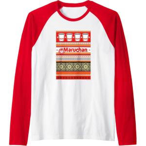 image:imageMaruchan Christmas Instant Lunch Ugly Sweater Style Raglan Baseball TeeRedWhite