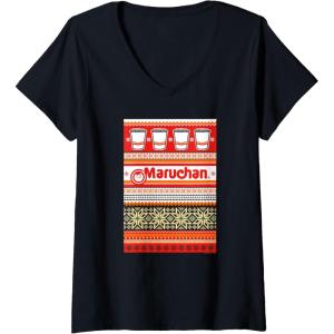 image:imageMaruchan Christmas Instant Lunch Ugly Sweater Style VNeck TShirtBlack