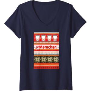 image:imageMaruchan Christmas Instant Lunch Ugly Sweater Style VNeck TShirtNavy Blue