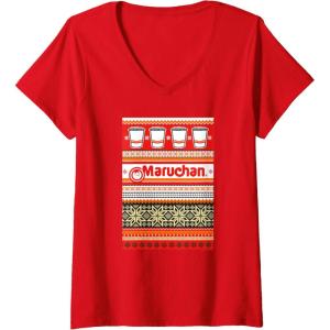 image:imageMaruchan Christmas Instant Lunch Ugly Sweater Style VNeck TShirtRed