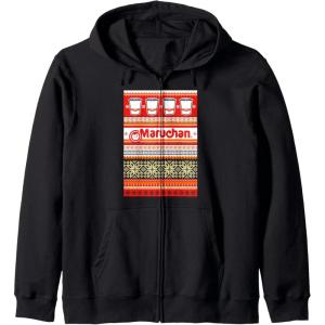 image:imageMaruchan Christmas Instant Lunch Ugly Sweater Style Zip HoodieBlack
