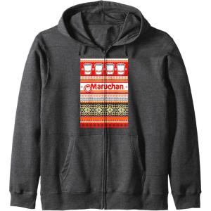 image:imageMaruchan Christmas Instant Lunch Ugly Sweater Style Zip HoodieDark Heather Grey