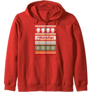 image:imageMaruchan Christmas Instant Lunch Ugly Sweater Style Zip HoodieRed