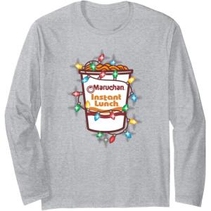 image:imageMaruchan Christmas Lights Holiday Season Reman Cup Logo Long Sleeve TShirtHeather Grey