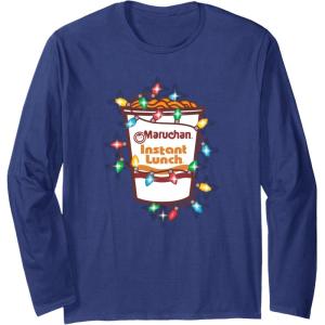 image:imageMaruchan Christmas Lights Holiday Season Reman Cup Logo Long Sleeve TShirtNavy Blue