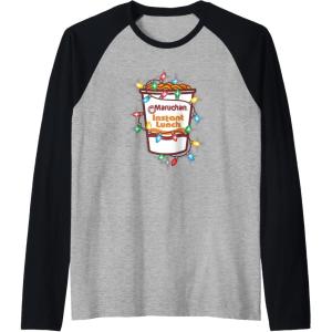 image:imageMaruchan Christmas Lights Holiday Season Reman Cup Logo Raglan Baseball TeeBlackAthletic Heather