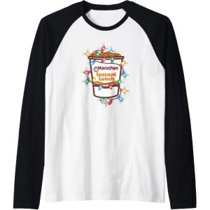 image:imageMaruchan Christmas Lights Holiday Season Reman Cup Logo Raglan Baseball TeeBlackWhite