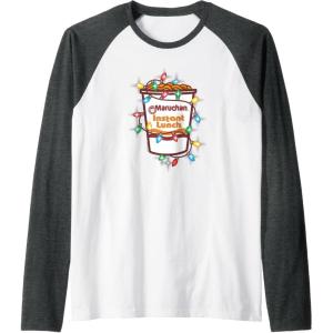 image:imageMaruchan Christmas Lights Holiday Season Reman Cup Logo Raglan Baseball TeeDark Heather GreyWhite