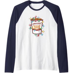 image:imageMaruchan Christmas Lights Holiday Season Reman Cup Logo Raglan Baseball TeeNavy BlueWhite