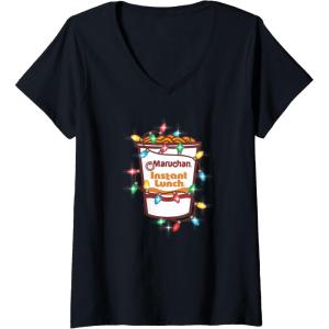 image:imageMaruchan Christmas Lights Holiday Season Reman Cup Logo VNeck TShirtBlack