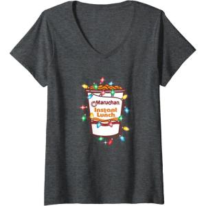 image:imageMaruchan Christmas Lights Holiday Season Reman Cup Logo VNeck TShirtDark Heather Grey