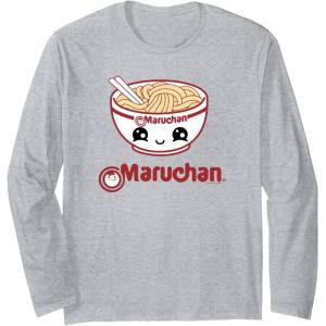 image:imageMaruchan Cute Noodle Bowl Face Logo Long Sleeve TShirtHeather Grey