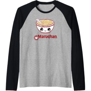 image:imageMaruchan Cute Noodle Bowl Face Logo Raglan Baseball TeeBlackAthletic Heather