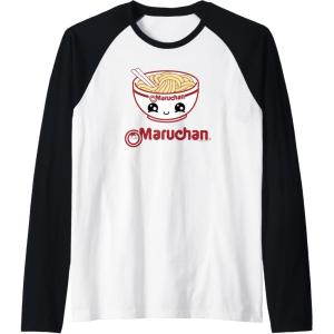 image:imageMaruchan Cute Noodle Bowl Face Logo Raglan Baseball TeeBlackWhite