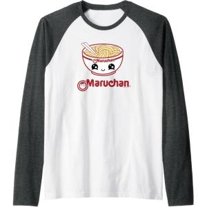 image:imageMaruchan Cute Noodle Bowl Face Logo Raglan Baseball TeeDark Heather GreyWhite