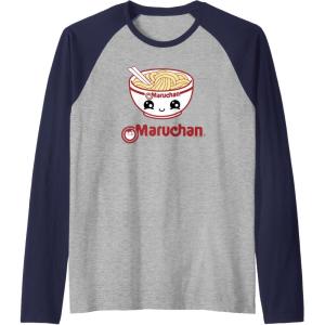 image:imageMaruchan Cute Noodle Bowl Face Logo Raglan Baseball TeeNavy BlueAthletic Heather