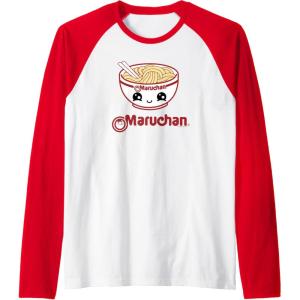 image:imageMaruchan Cute Noodle Bowl Face Logo Raglan Baseball TeeRedWhite
