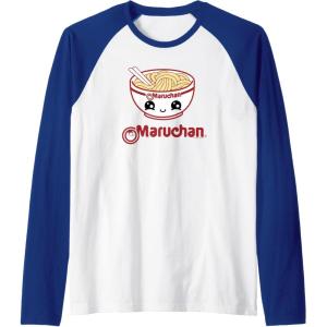 image:imageMaruchan Cute Noodle Bowl Face Logo Raglan Baseball TeeRoyal BlueWhite