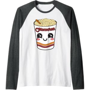 image:imageMaruchan Cute Ramen Noodle Cup Face Raglan Baseball TeeDark Heather GreyWhite