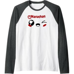image:imageMaruchan Cute Winking Happy Face Raglan Baseball TeeDark Heather GreyWhite