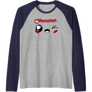 image:imageMaruchan Cute Winking Happy Face Raglan Baseball TeeNavy BlueAthletic Heather
