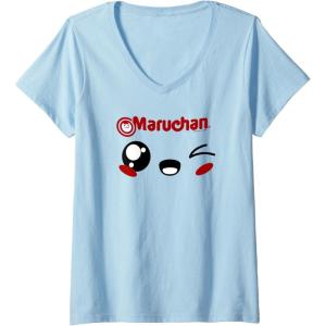 image:imageMaruchan Cute Winking Happy Face VNeck TShirtBaby Blue