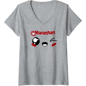 image:imageMaruchan Cute Winking Happy Face VNeck TShirtHeather Grey