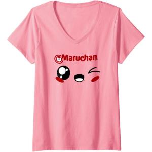 image:imageMaruchan Cute Winking Happy Face VNeck TShirtPink