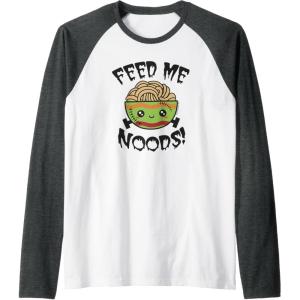 image:imageMaruchan Feed Me Noods Halloween Frankenstein Bowl Raglan Baseball TeeDark Heather GreyWhite