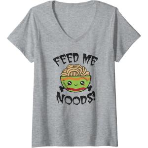 image:imageMaruchan Feed Me Noods Halloween Frankenstein Bowl VNeck TShirtHeather Grey