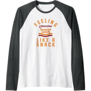 image:imageMaruchan Feeling Like A Ramen Snack Instant Lunch Logo Raglan Baseball TeeDark Heather GreyWhite