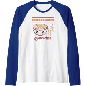 image:imageMaruchan Happy Bowl of Noodles Instant Lunch Poster Raglan Baseball TeeRoyal BlueWhite