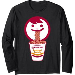 image:imageMaruchan Happy Face Eating Ramen Noodles Long Sleeve TShirtBlack