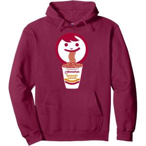 image:imageMaruchan Happy Face Eating Ramen Noodles Pullover HoodieBurgundy