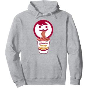 image:imageMaruchan Happy Face Eating Ramen Noodles Pullover HoodieHeather Grey