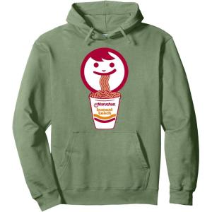 image:imageMaruchan Happy Face Eating Ramen Noodles Pullover HoodieSage Green