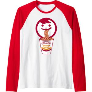 image:imageMaruchan Happy Face Eating Ramen Noodles Raglan Baseball TeeRedWhite