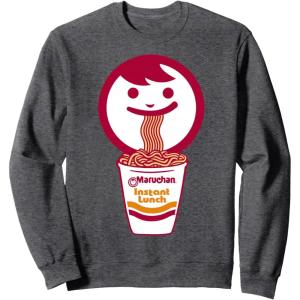 image:imageMaruchan Happy Face Eating Ramen Noodles SweatshirtDark Heather Grey