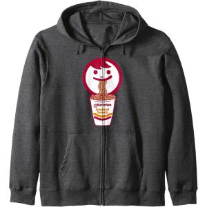 image:imageMaruchan Happy Face Eating Ramen Noodles Zip HoodieDark Heather Grey
