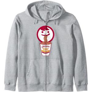 image:imageMaruchan Happy Face Eating Ramen Noodles Zip HoodieHeather Grey