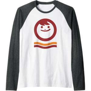 image:imageMaruchan Happy Face With Waves Logo Raglan Baseball TeeDark Heather GreyWhite