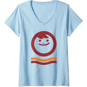 image:imageMaruchan Happy Face With Waves Logo VNeck TShirtBaby Blue