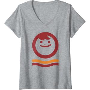 image:imageMaruchan Happy Face With Waves Logo VNeck TShirtHeather Grey